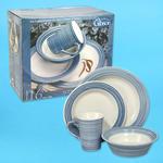 GIBSON 16pc STYLISH IV BLUE JEAN DINNER SET - BLUE