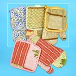 2pc AST COTTON PLAID POT HOLDER+OVEN MITT