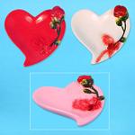 11cm Heart Embossed Ceramic Plate.  Assorted Color
