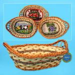 Oval Bamboo Basket with Fabric Base - Assorted