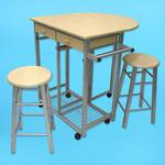 3pc FOLDABLE WITH 2 DRAW BREAKFAST TABLE SET