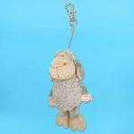 12cm GREY DANGLING PLUSH SHEEP W/SNAP HOOK