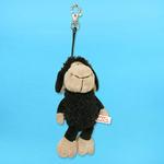 12cm BLACK DANGLING PLUSH SHEEP W/SNAP HOOK